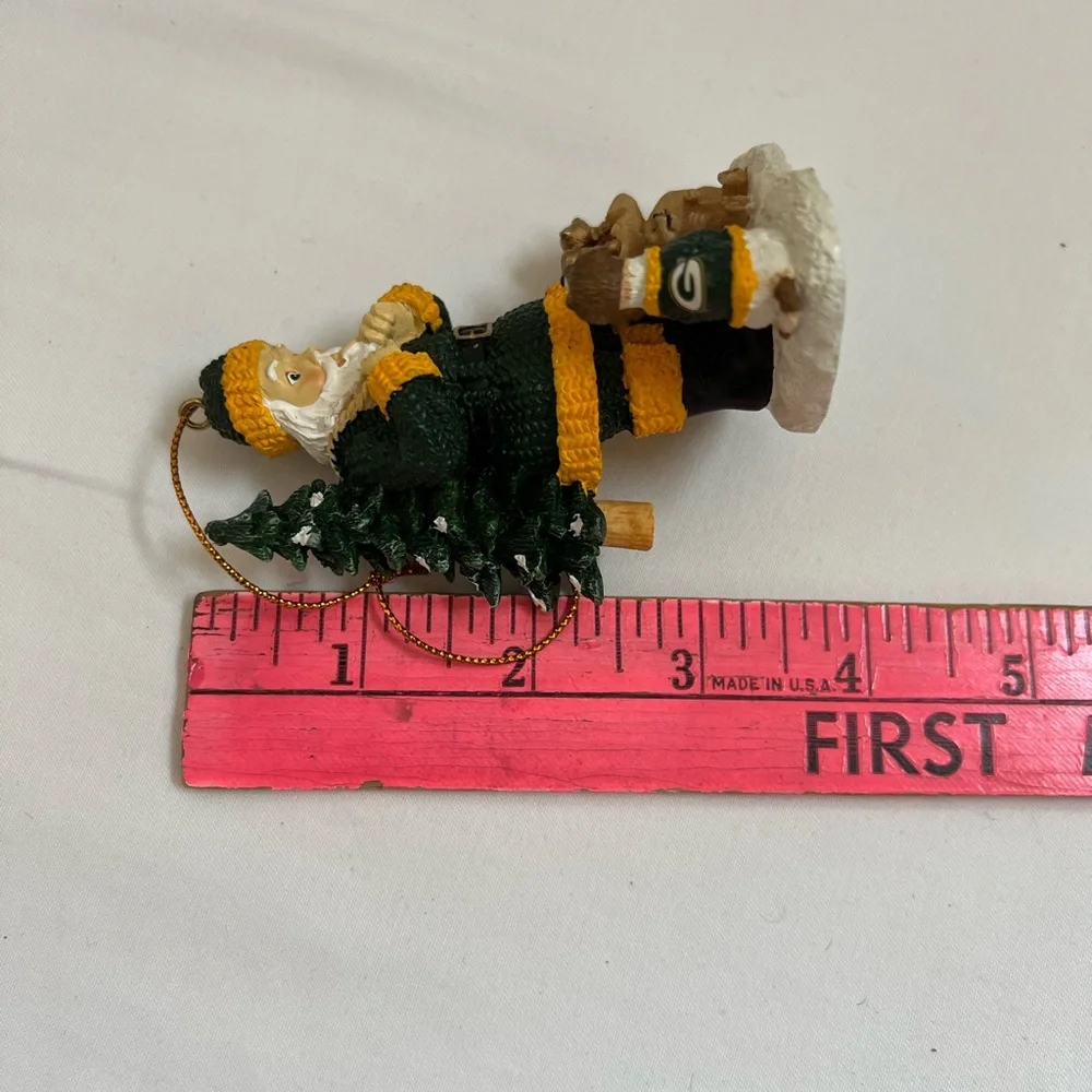 Green Bay Packers Santa Dog Christmas Ornament Limited Edition Box Hologram